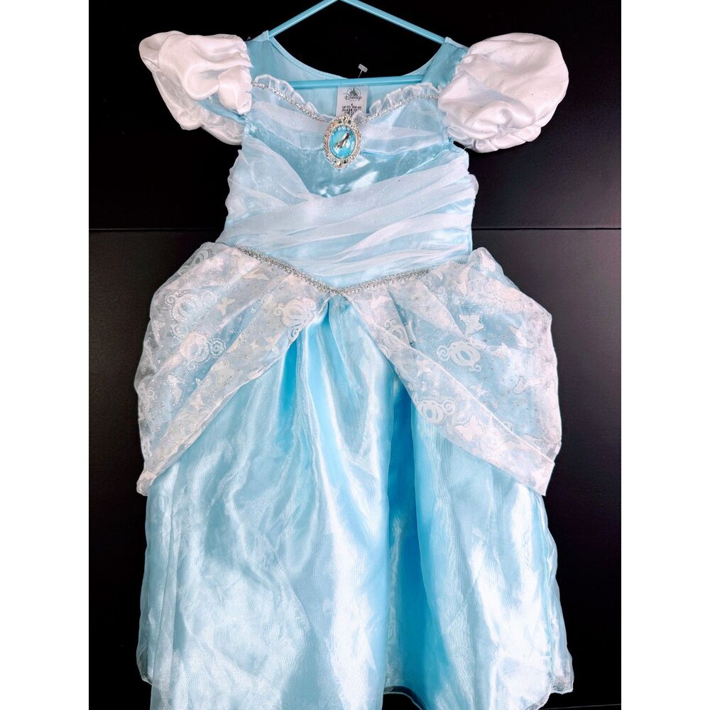 Disney Cinderella Princess Costume Blue Gown Girls Size 4 Glass Slipper EUC